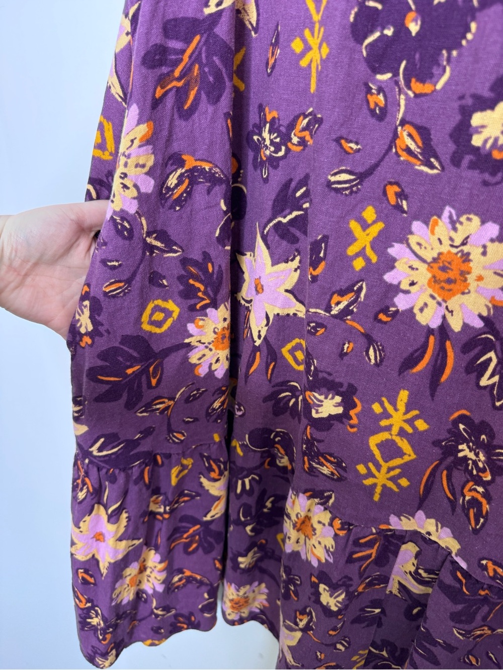Sonoma Purple Floral V-Neck Tiered Mini Dress - Picture 5 of 7